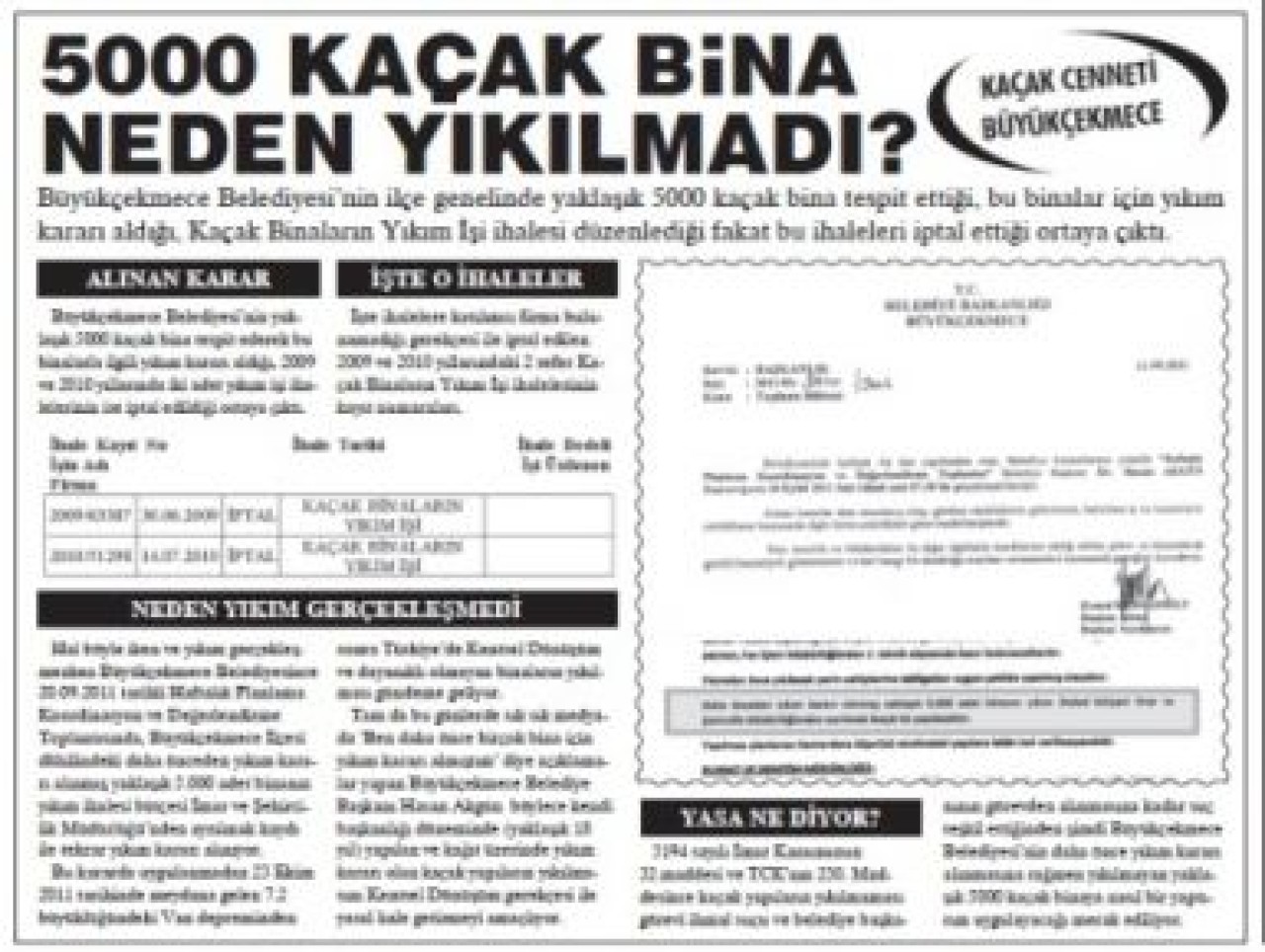 5000 KAÇAK BİNA NEDEN YIKILMADI?