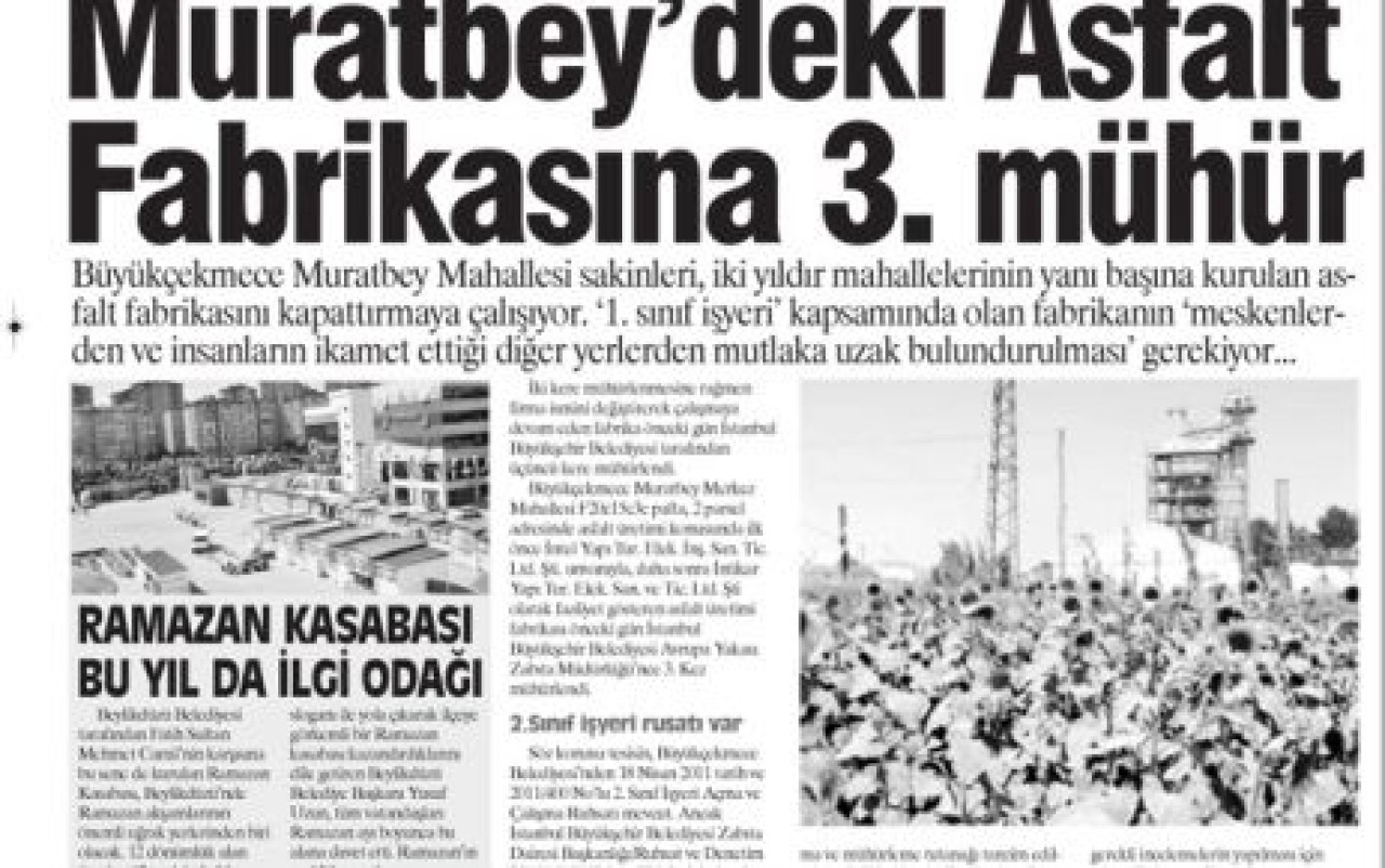 Muratbey’deki Asfalt Fabrikası 3.Kez Mühürlendi