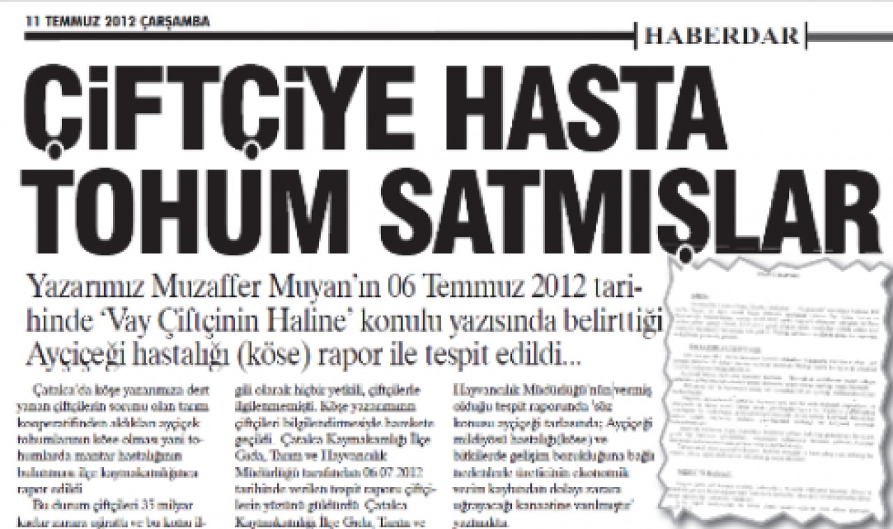 ÇİFTÇİYE HASTA TOHUM SATMIŞLAR