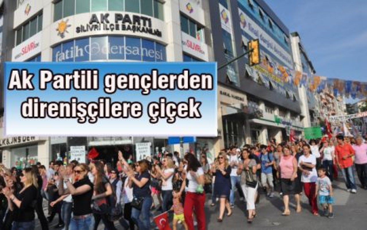 Ak Partili gençlerden  direnişçilere çiçek