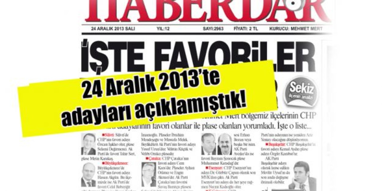 24 Aralık 2013’te adayları açıklamıştık!