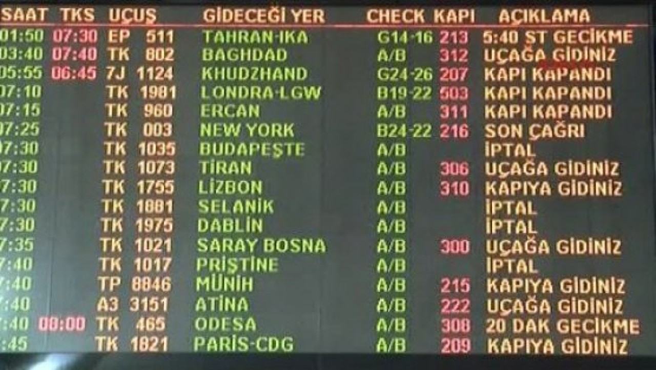 THY tam 229 seferini iptal etti