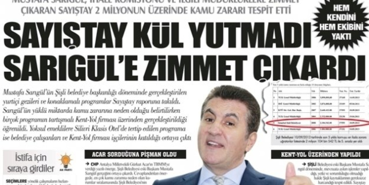 SAYIŞTAY KÜL YUTMADI SARIGÜL'E ZiMMET ÇIKARDI