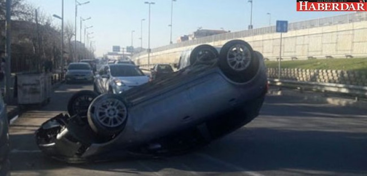 70lik dede hız yapınca kaza da kaçınılmaz oldu