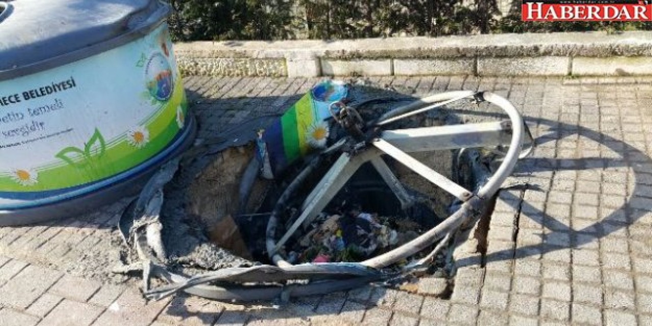 Magandalar yine çöp konteyneri yaktı