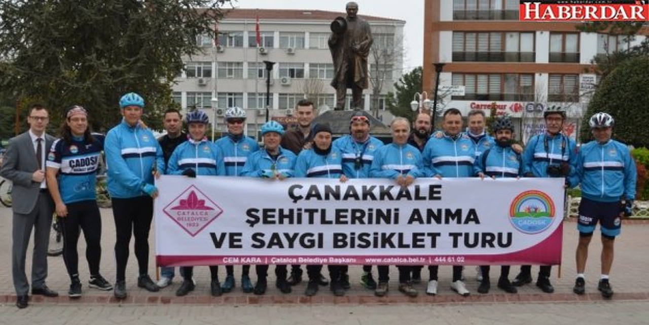 Çatalcalı bisikletliler Çanakkale’ye doğru yola çıktı