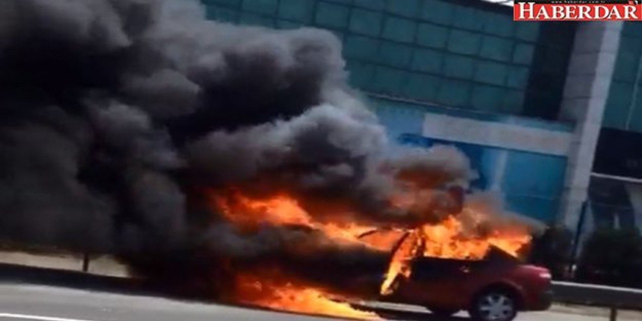 TEMde araç yangını trafiği kilitledi