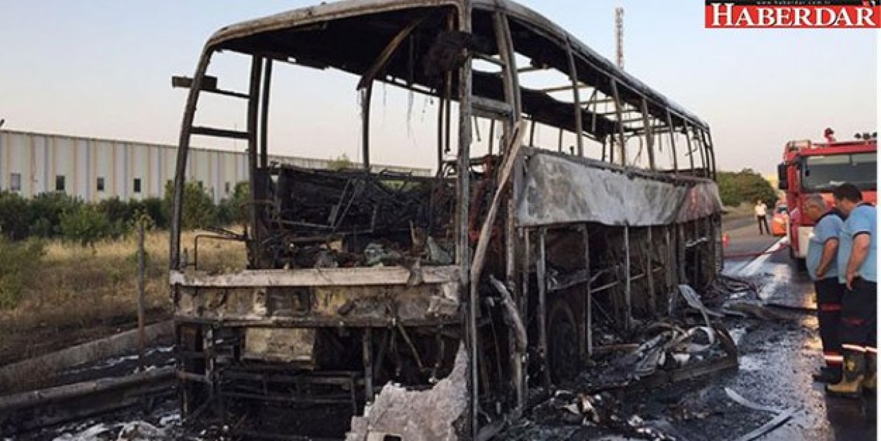 Yolcu otobüsü TEMde alev alev yandı