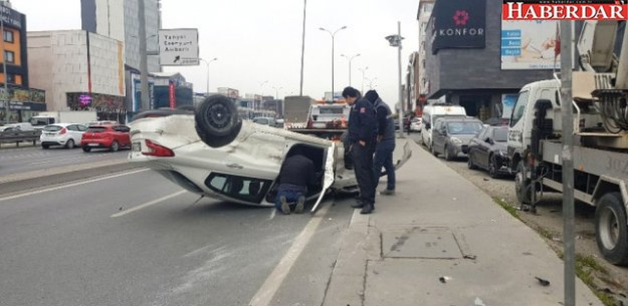 E-5te Takla Atan Araç Yan Yola Uçtu