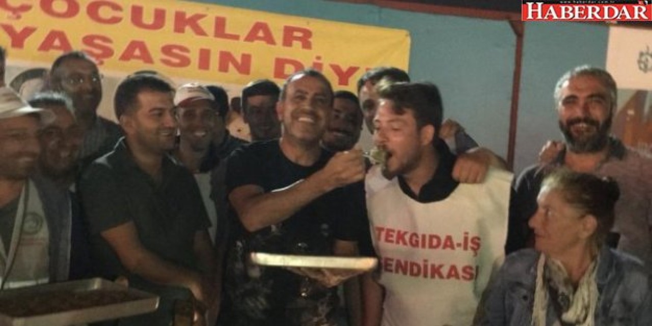 Haluk Leventten işçilere baklavalı destek