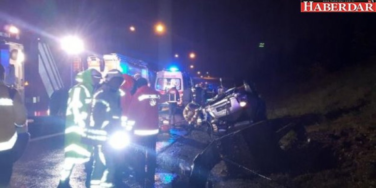 TEM Otoyolunda otomobil takla attı: 5 yaralı