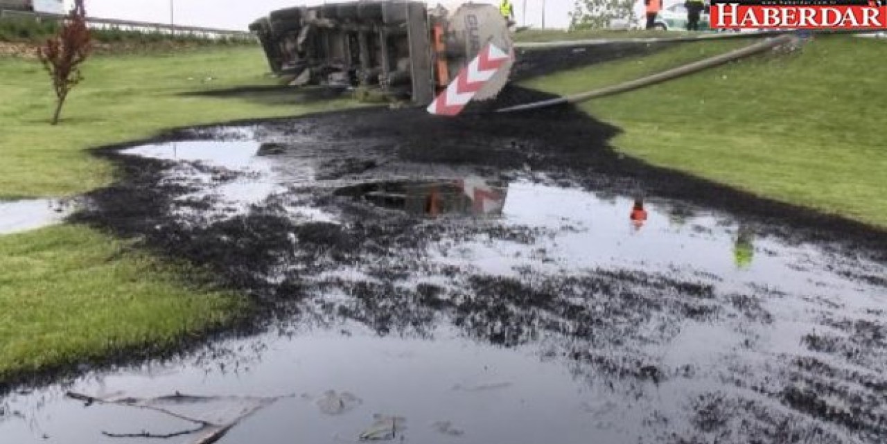 TEMde zift yüklü tanker devrildi!