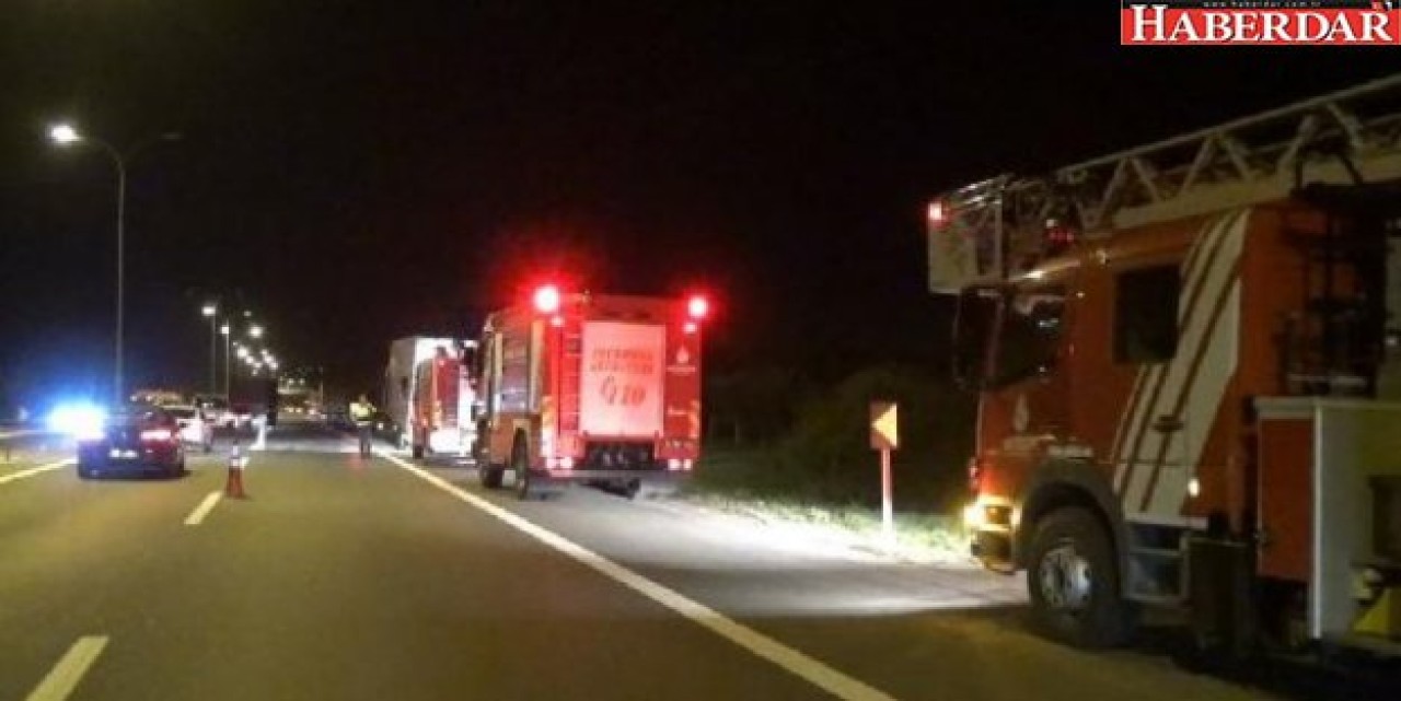 Silivride TIRın lastikleri seyir halindeyken alev aldı