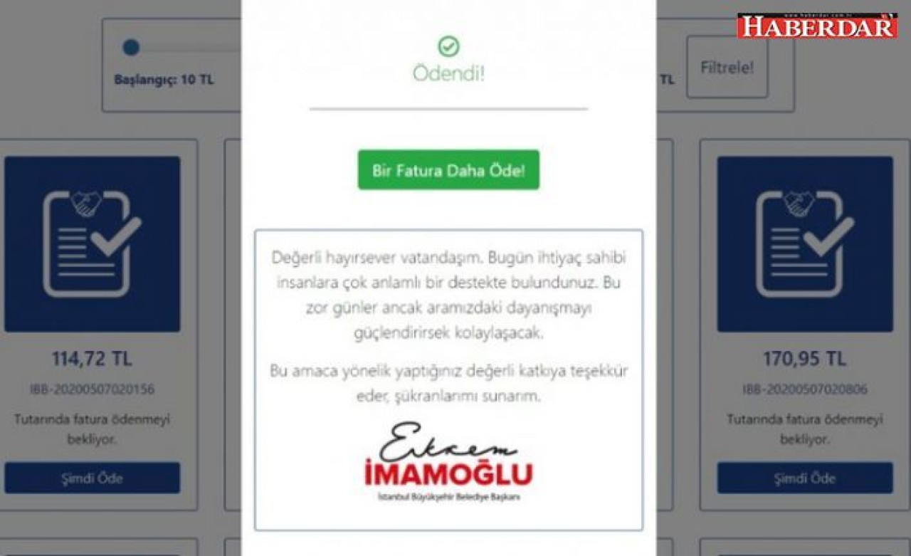 İBBnin Askıda Fatura kampanyasıyla 48 bin 639 fatura ödendi