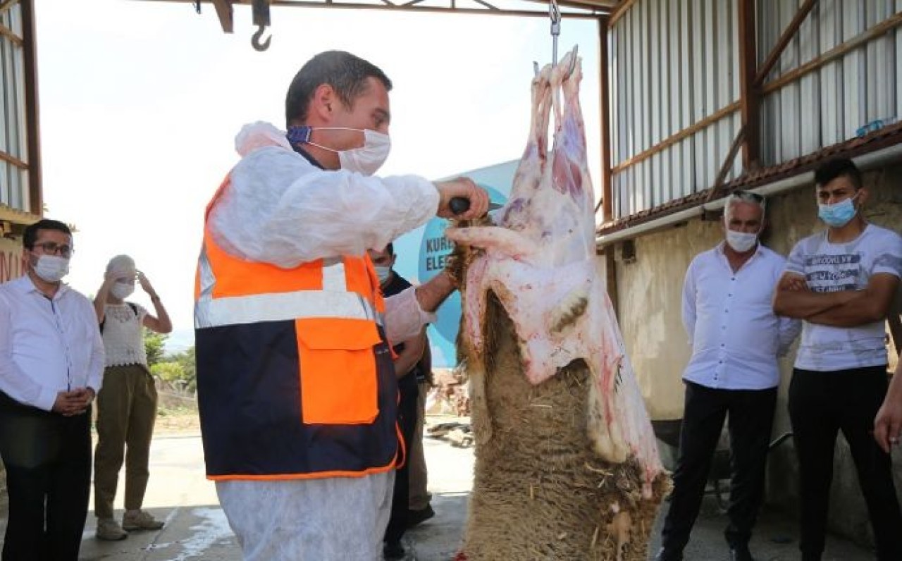 Kurbanını kendisi kesmek isteyenlere uygulamalı eğitim verildi