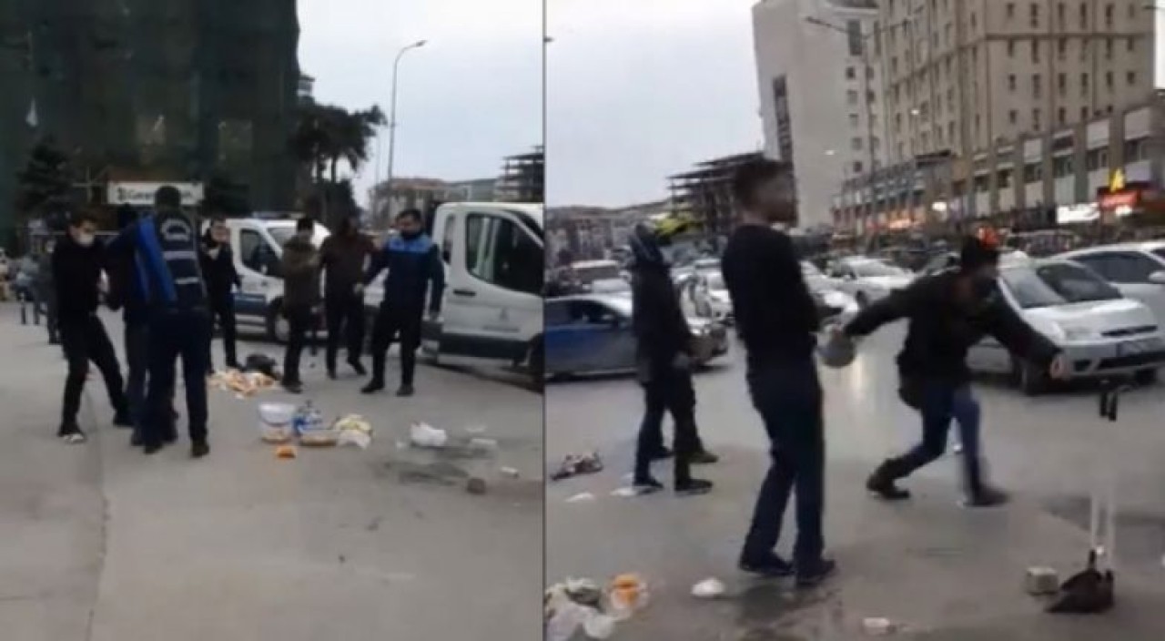 Pilav tezgâhına el konulan seyyar satıcı zabıta ekiplerine tüp fırlattı