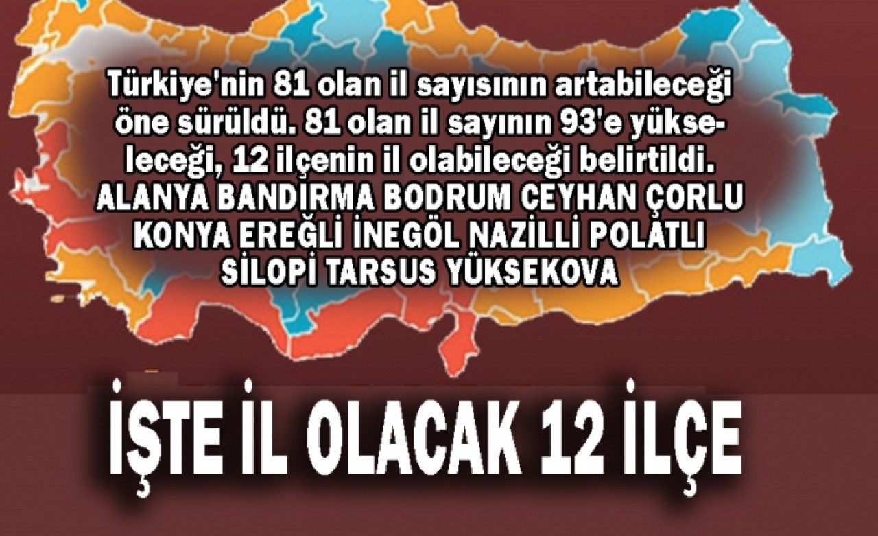 İl olması beklenen ilçeler belli oldu!