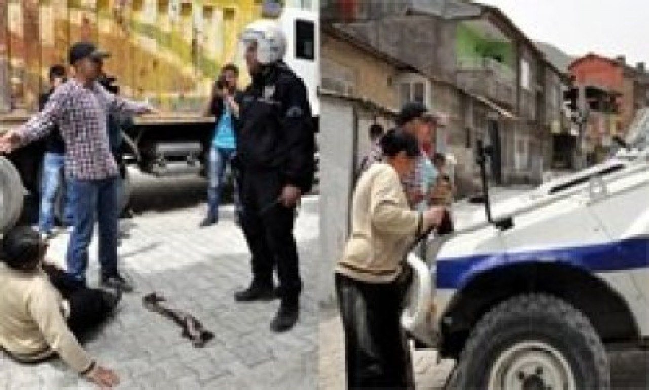 Oğlunu kurtarmak için çırpındı