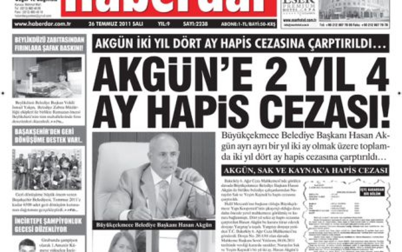 AKGÜN’E 2 YIL 4 AY HAPİS CEZASI!