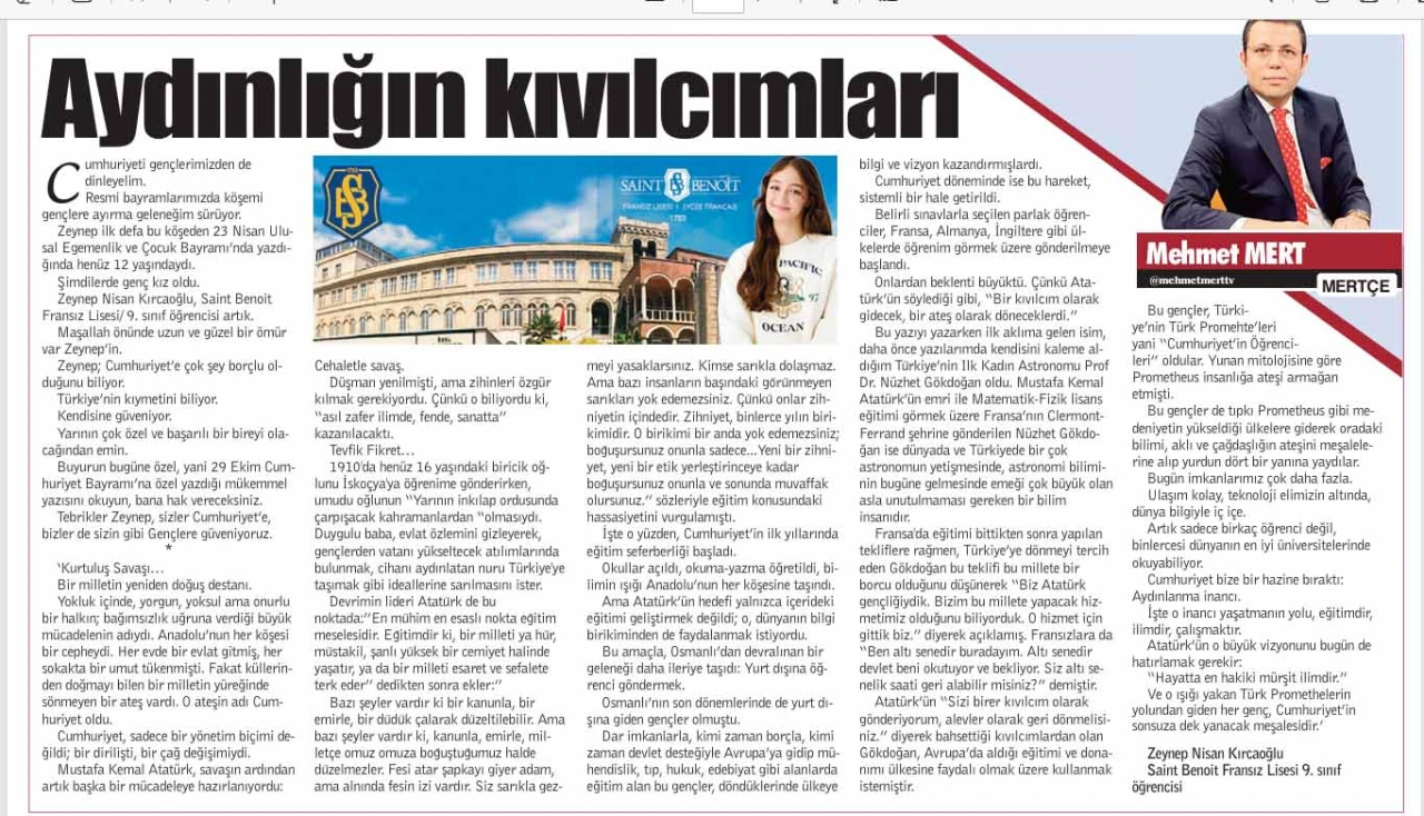 Cumhuriyeti gençlerimizden de dinleyelim.