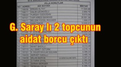 G. Saray lı 2 topcunun aidat borcu çıktı