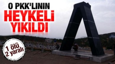 Diyarbakır'daki PKK'lı heykeli yıkıldı