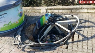 Magandalar yine çöp konteyneri yaktı