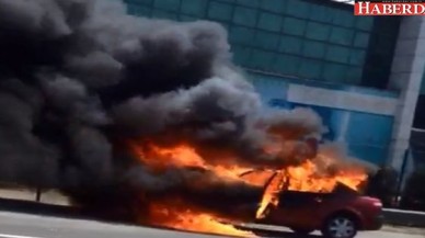 TEMde araç yangını trafiği kilitledi