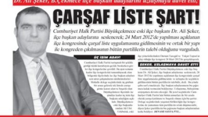 ÇARŞAF LİSTE ŞART!
