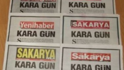 Sakarya’daki yerel gazeteler, ”Kara Gün” manşetiyle çıktı
