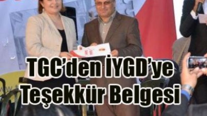 TGC’den Teşekkür Belgesi