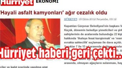 HÜRRİYET HABERİ GERİ ÇEKTİ!