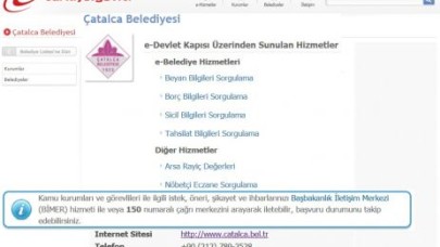 Çatalca Belediyesi E-Devlet Platformunda