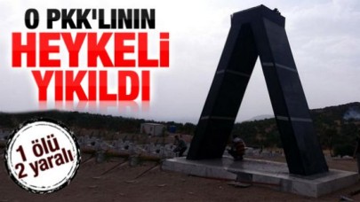 Diyarbakır'daki PKK'lı heykeli yıkıldı