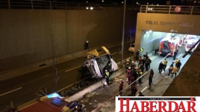 Ankarada halk otobüsü köprüden uçtu