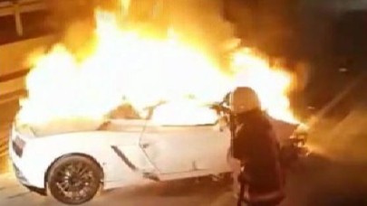 Lüks araç alev topuna döndü: 1 ölü