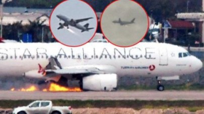 Havada alev alan uçak acil iniş yaptı!