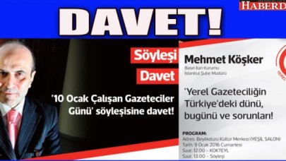 10 Ocak Çalışan Gazeteciler Günü söyleşisine davet