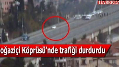 Boğaziçi Köprüsü&#39;nde trafiiği durdurdu