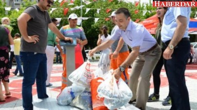 En çok atık getiren bisiklet kaptı!