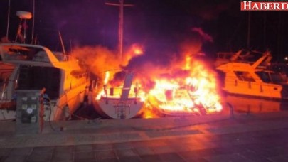 Yat Limanında alevli gece: 3 yat yandı, 1 ölü, 1 yaralı