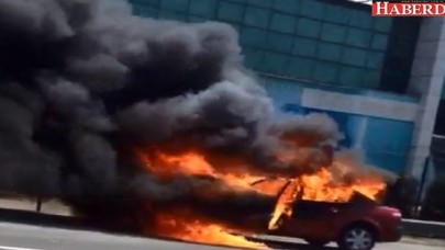 TEMde araç yangını trafiği kilitledi