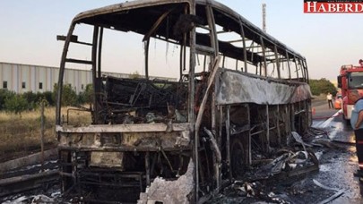 Yolcu otobüsü TEMde alev alev yandı