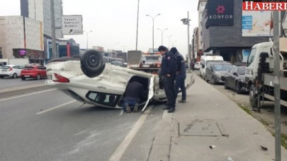 E-5te Takla Atan Araç Yan Yola Uçtu