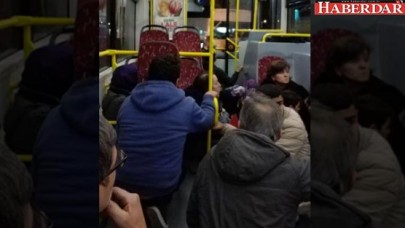 Halk otobüsünde çatışmanın ortasında kaldılar...