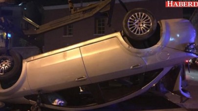 Aracıyla takla atıp kaçtı!