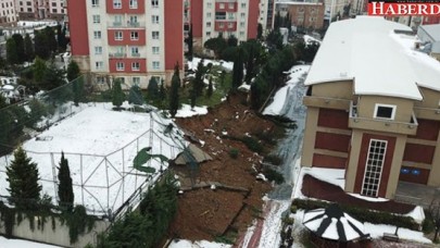 Başakşehirde bir okulun istinat duvarı çöktü!