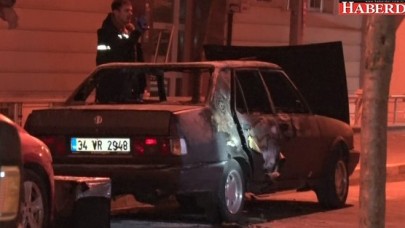 Küçükçekmecede otomobil yangını