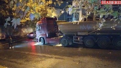 Hafriyat kamyonunu ateşe verdiler