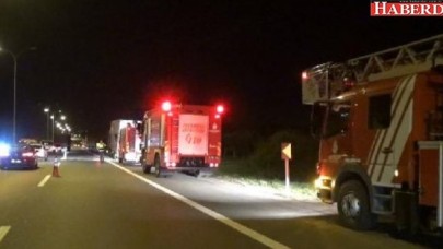 Silivride TIRın lastikleri seyir halindeyken alev aldı